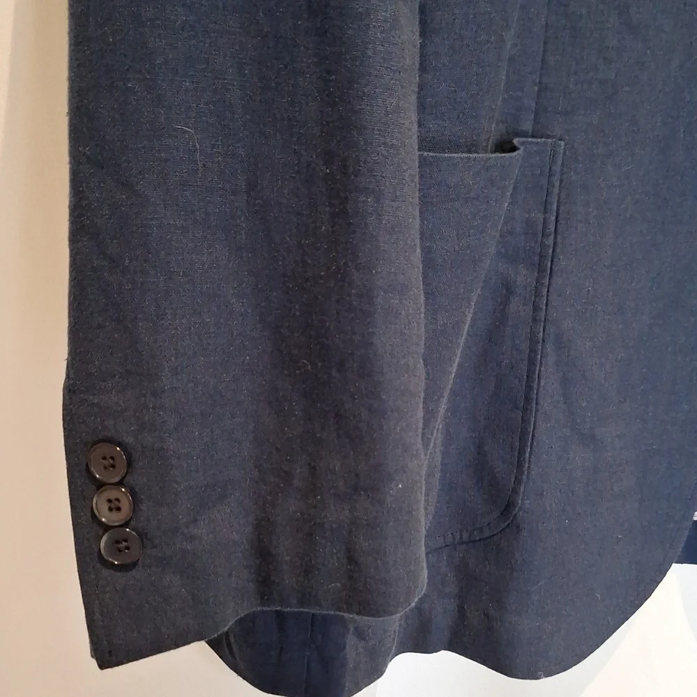 Alan Flusser navy linen blend blazer